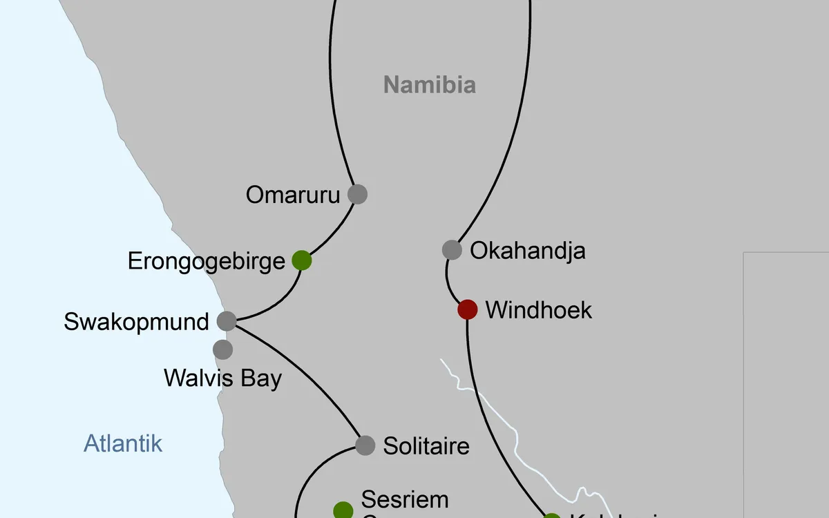 Karte: Namibia – Kontraste, Weite und Wildnis