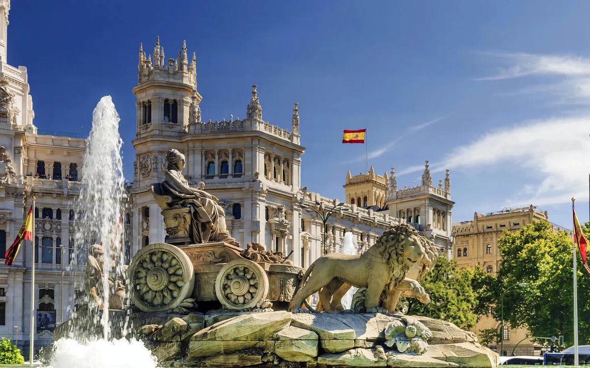 Brunnen von Cibeles vor dem Cybele Palast in Madrid, Spanien