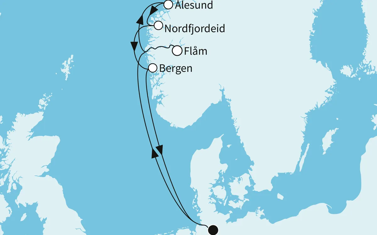 Karte: Mein Schiff Relax – Adults Only: Norwegens Fjordwelten