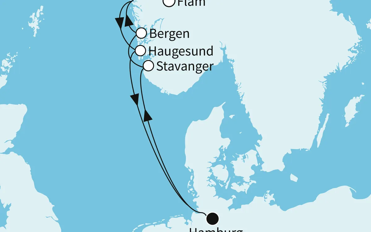 Karte: Mein Schiff Flow - Vielfalt Norwegens