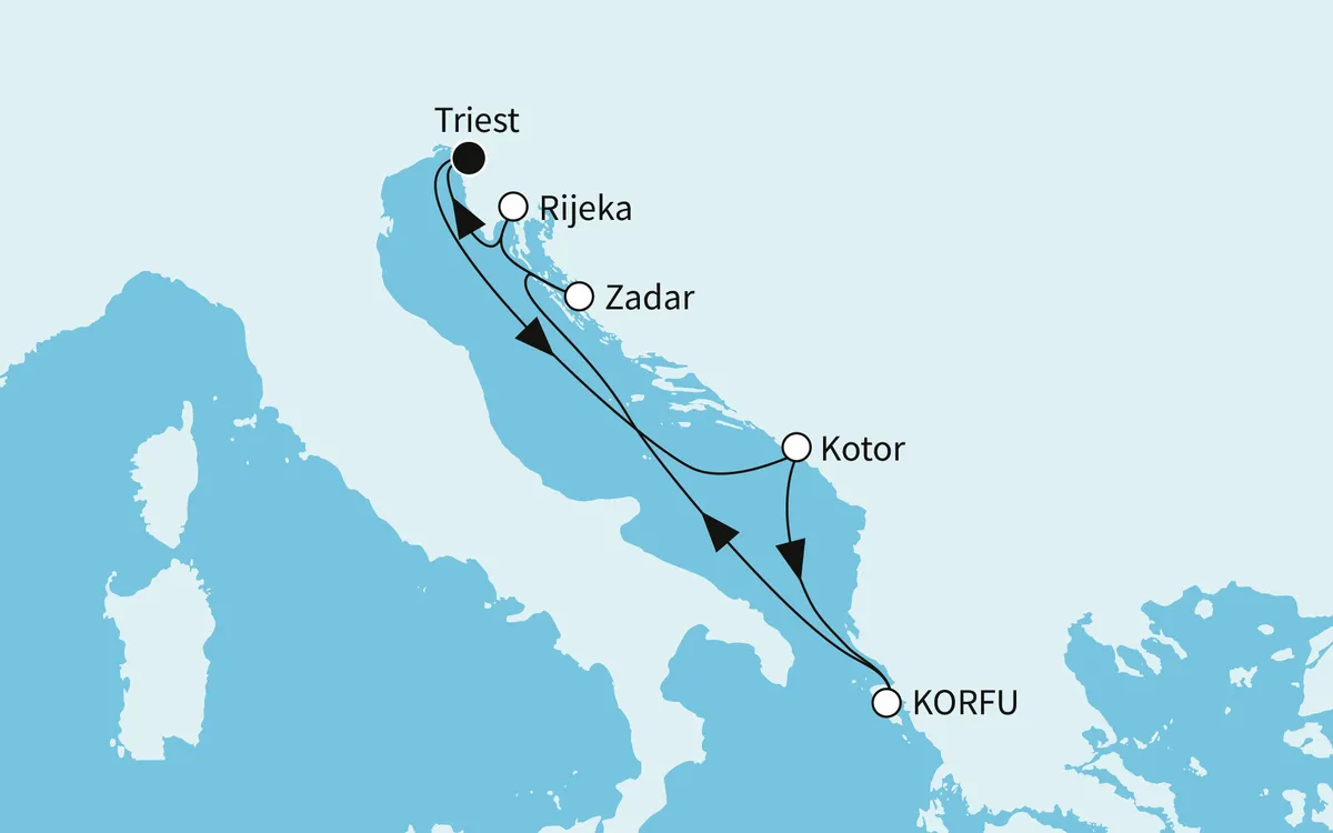 Karte: Mein Schiff 4 – Sonnenseiten der Adria