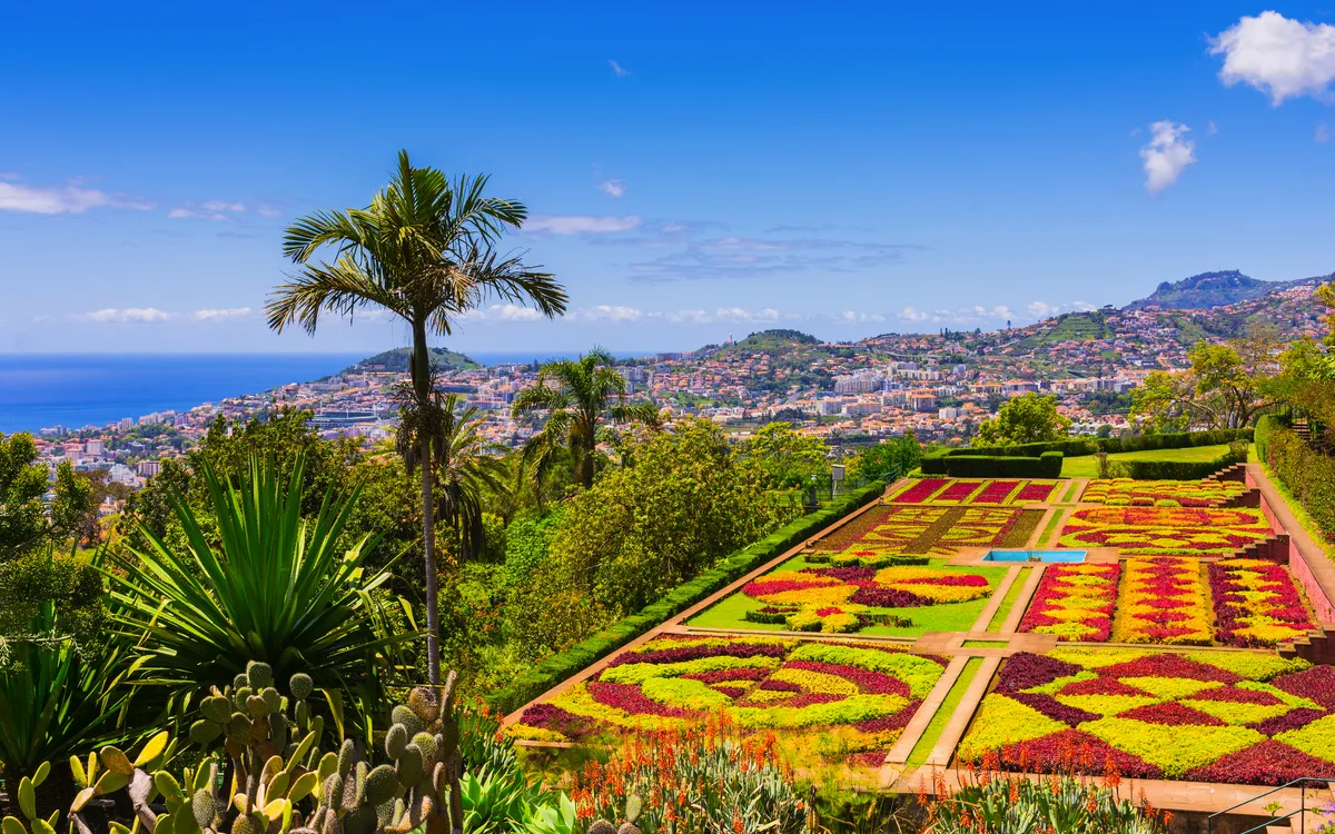 Botanischer Garten mit Blick auf die Stadt und das Meer