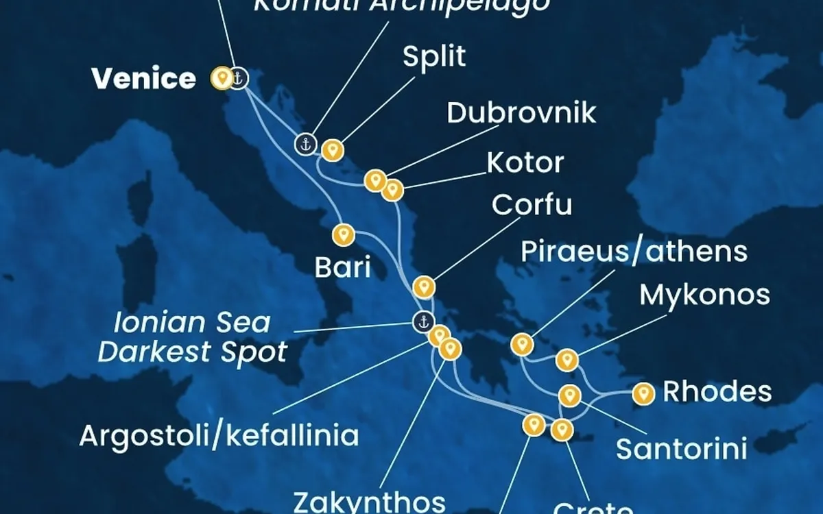 Routenkarte der Costa Deliziosa