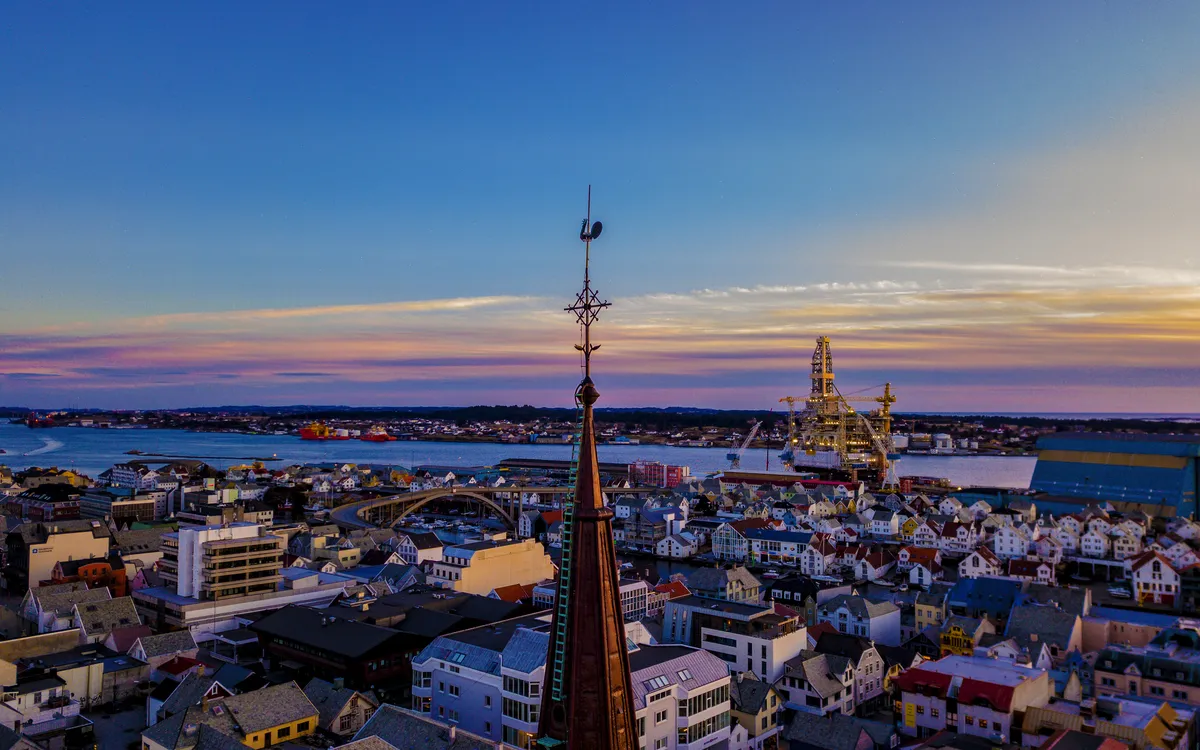 Blick über die Stadt Haugesund in Norwegen