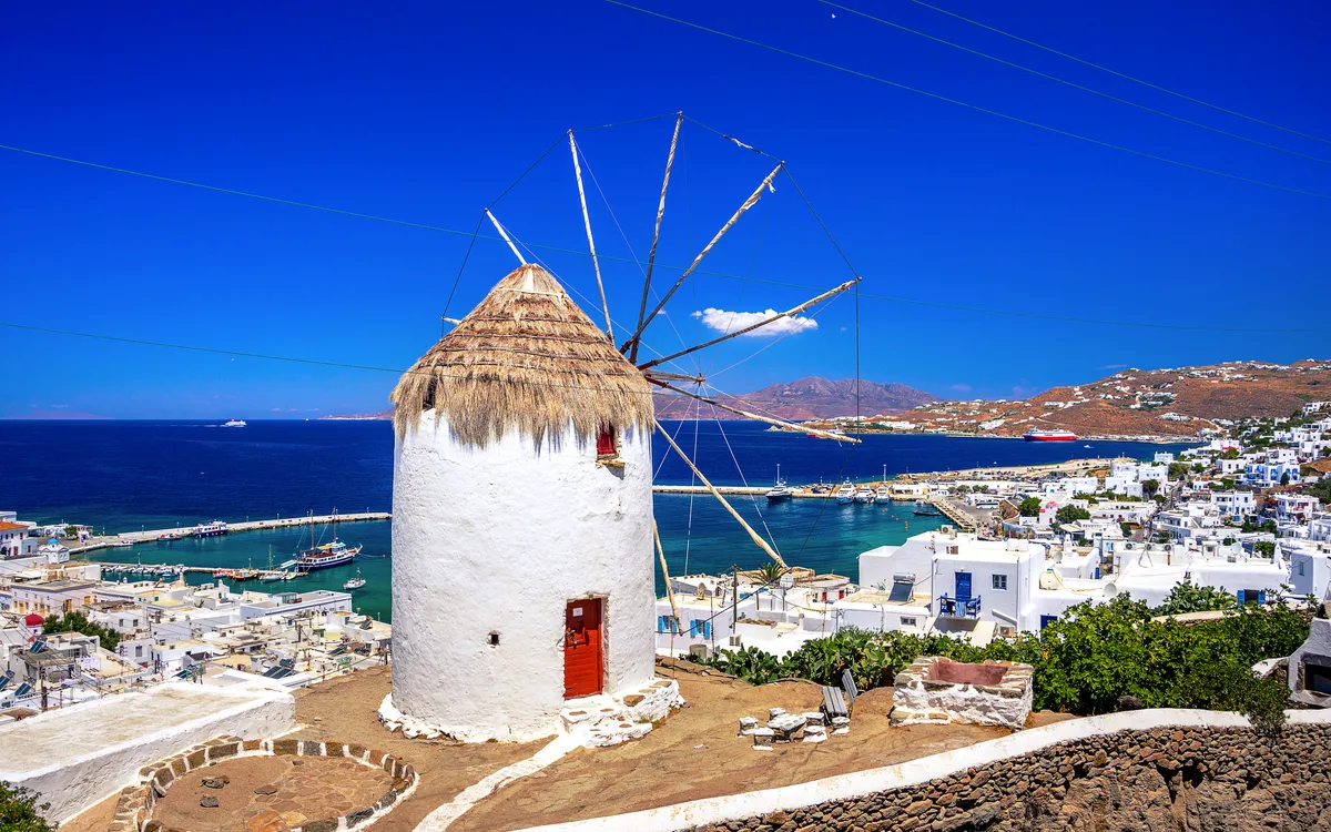 Traditionelle griechische Windmühlen auf Mykonos
