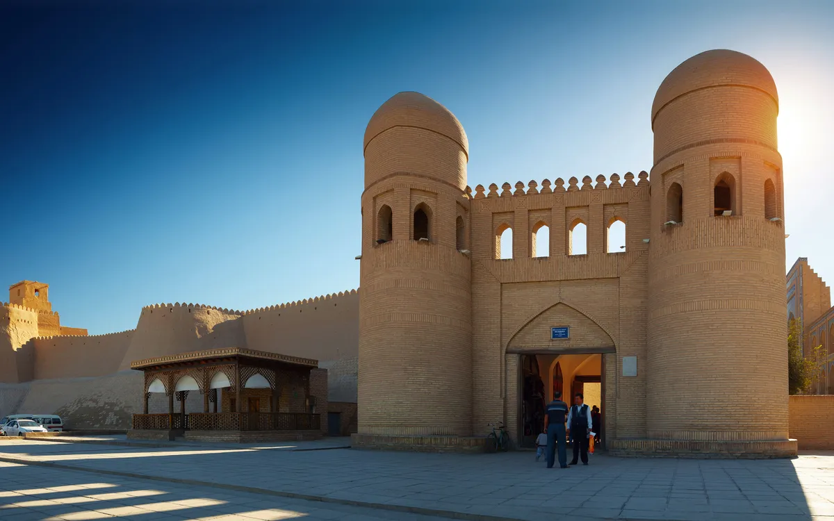 Historisches Stadttor von Chiwa in Usbekistan – Sehenswürdigkeit auf einer Flugreise mit Frankenland Reisen